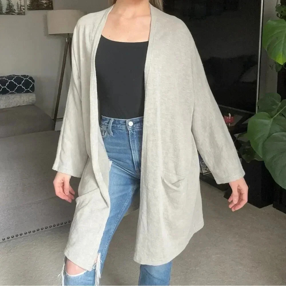 DONNI. Cozy Long Sleeve Ribbed Open Front Sweater Cardigan OSFA